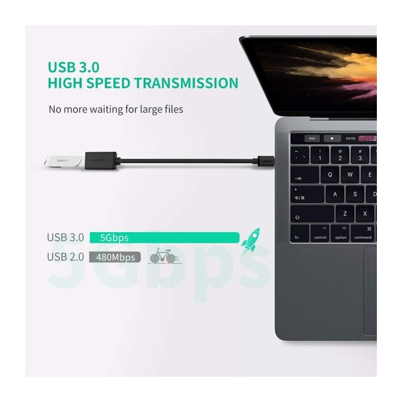 Ugreen USB-C (M) na USB 3.0 (Ž) OTG kabel črn