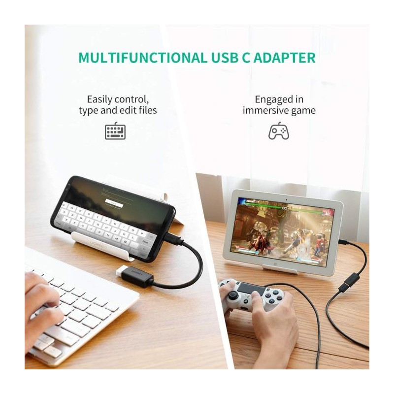 Ugreen USB-C (M) na USB 3.0 (Ž) OTG kabel črn
