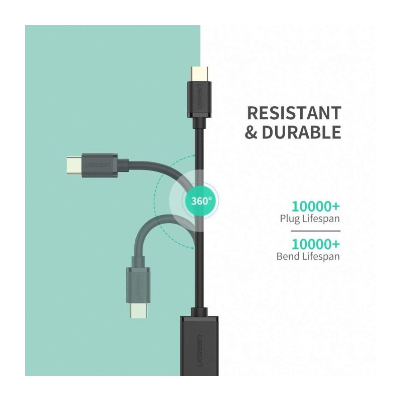 Ugreen USB-C (M) na USB 3.0 (Ž) OTG kabel črn