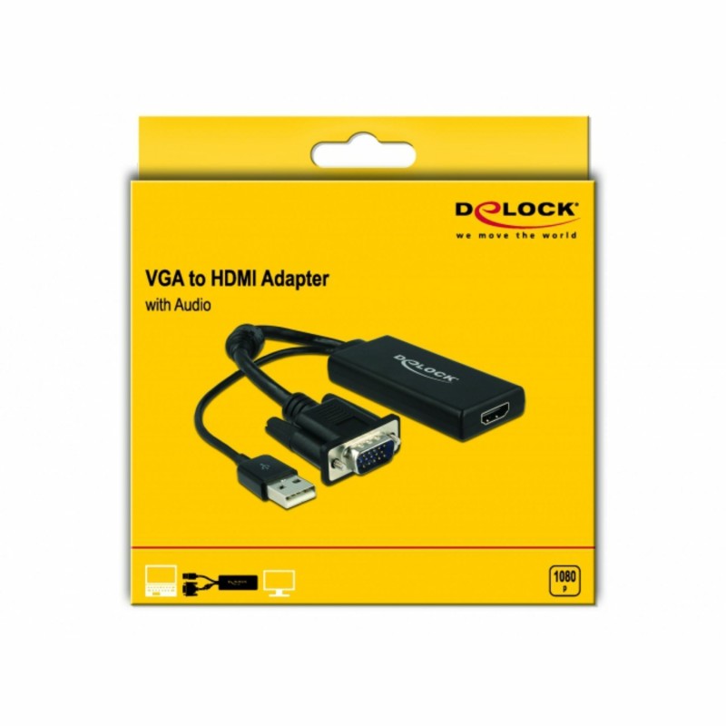 Adapter VGA M na HDMI Ž aktivni Delock