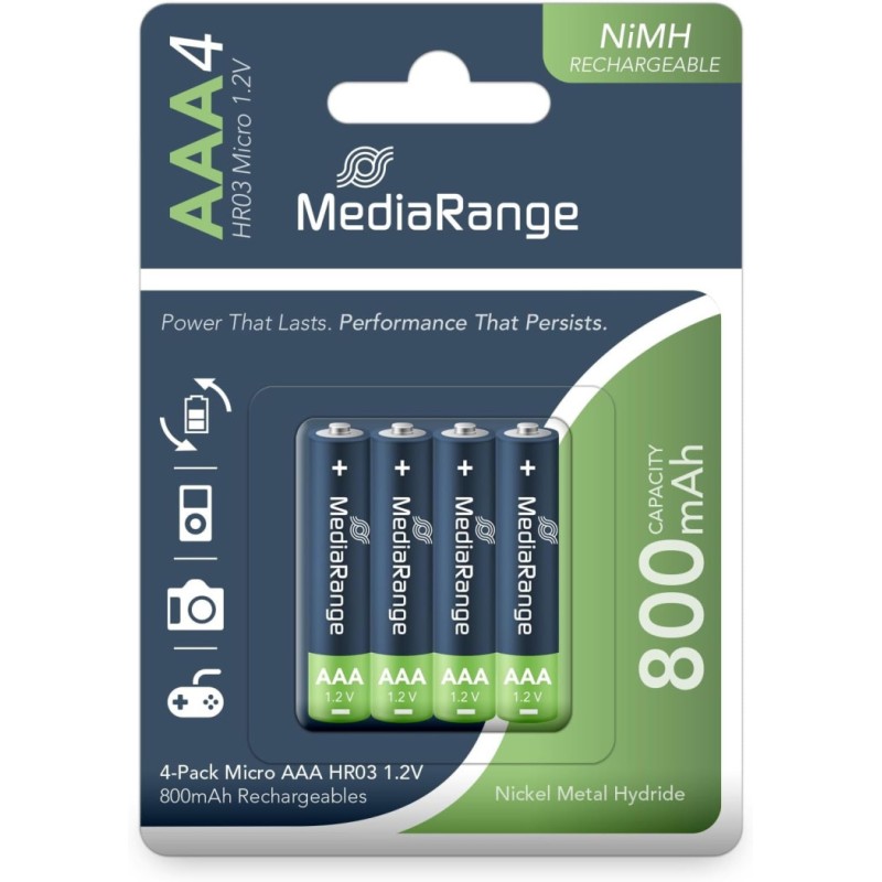 Baterija MediaRange LR03 AAA, 1,5V, polnilna, 1/4, alkalna