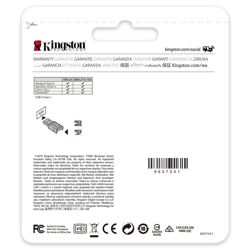 Čitalec kartic Kingston MobileLite Plus, USB-A, microSDHC