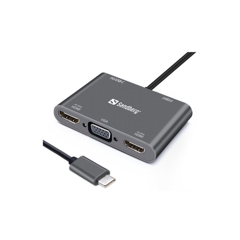 Priklopna postajaSandberg USB-C (HDMI+VGA+USB+PD)