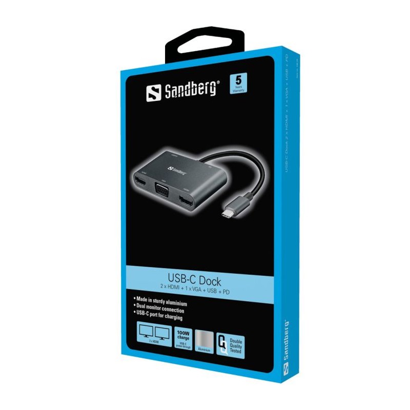 Priklopna postajaSandberg USB-C (HDMI+VGA+USB+PD)