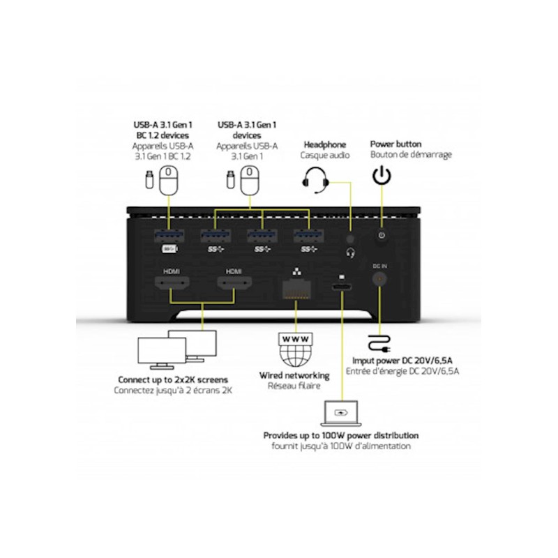 Priklopna postaja PORT 901908-W-EU, USB-C/A