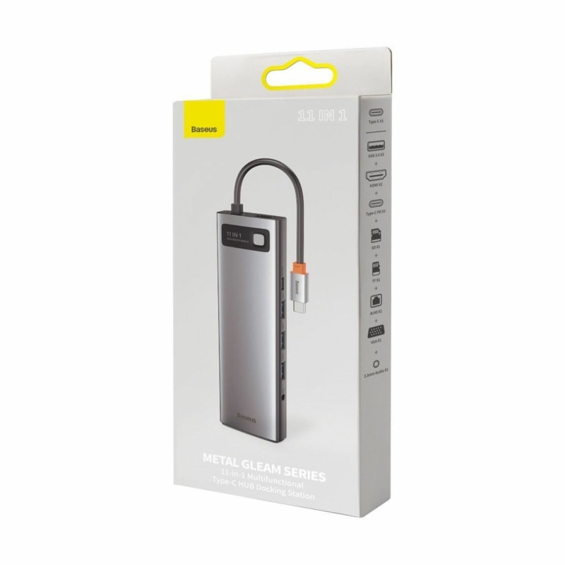 Priklopna postaja Baseus CAHUB-CT0G, 11v1, USB-C, siva