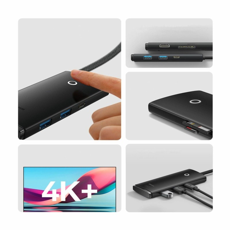 Priklopna postaja Baseus WKQX050001, 6v1, USB-C, črna