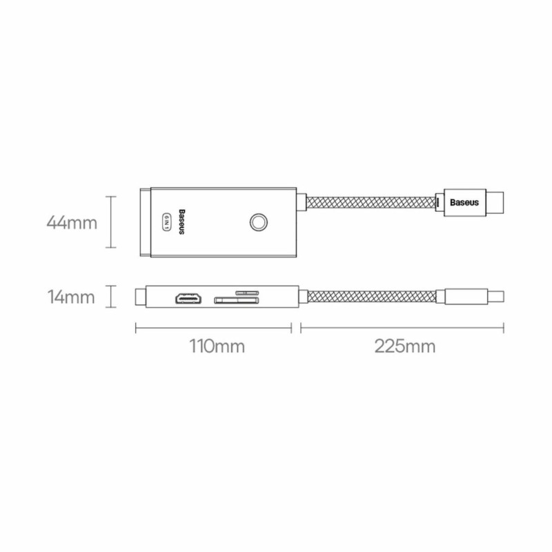 Priklopna postaja Baseus WKQX050001, 6v1, USB-C, črna