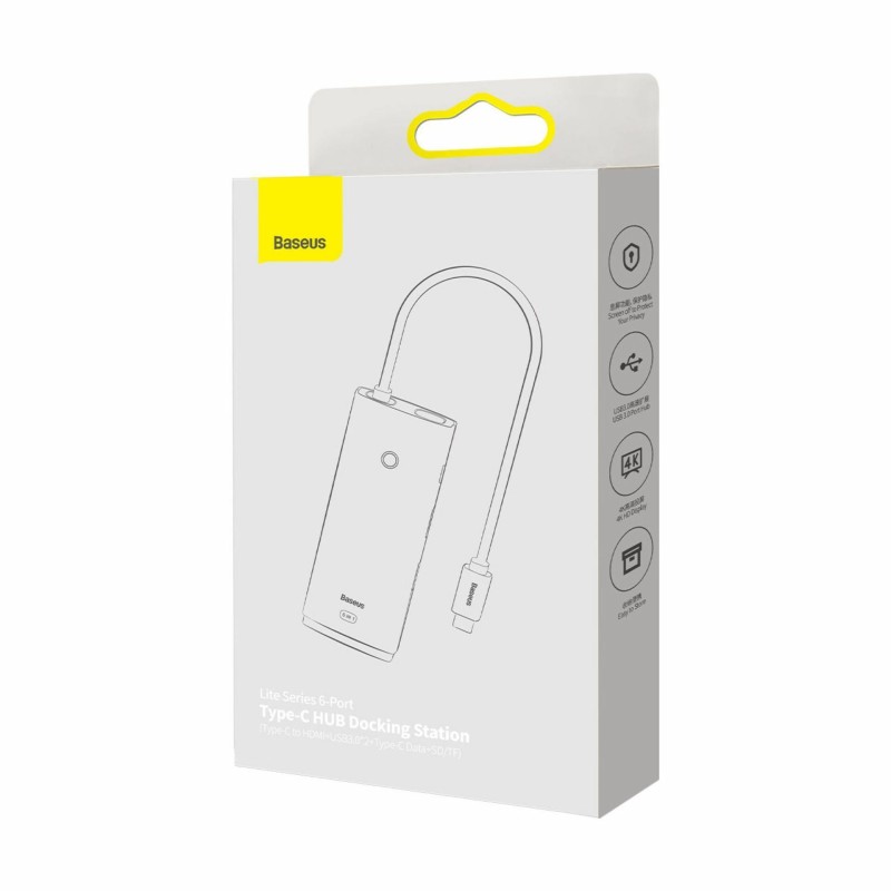 Priklopna postaja Baseus WKQX050001, 6v1, USB-C, črna