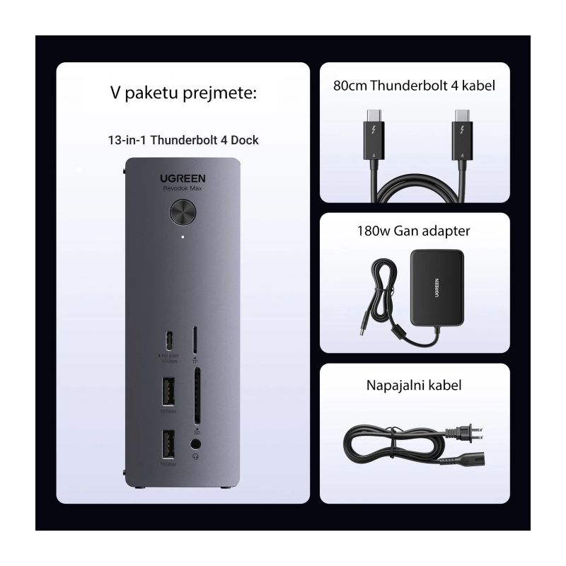 Priklopna postaja Ugreen Revodok Max 213, USB-C, 13-v-1