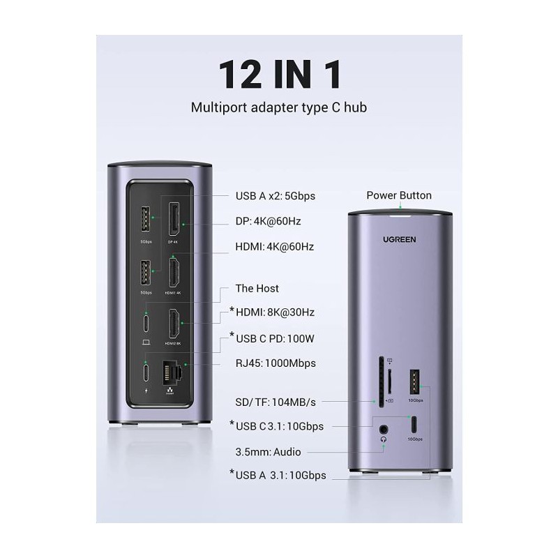 Priklopna postaja Ugreen Revodok Pro 312, USB-C, 12v1