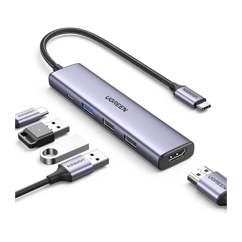 HUB UGREEN 5v1, USB-C, 100W