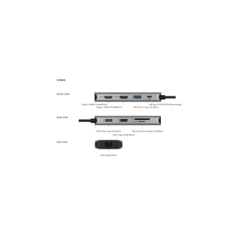 Priklopna postaja Icybox IB-DK4012-CPD, USB-C, 9v1