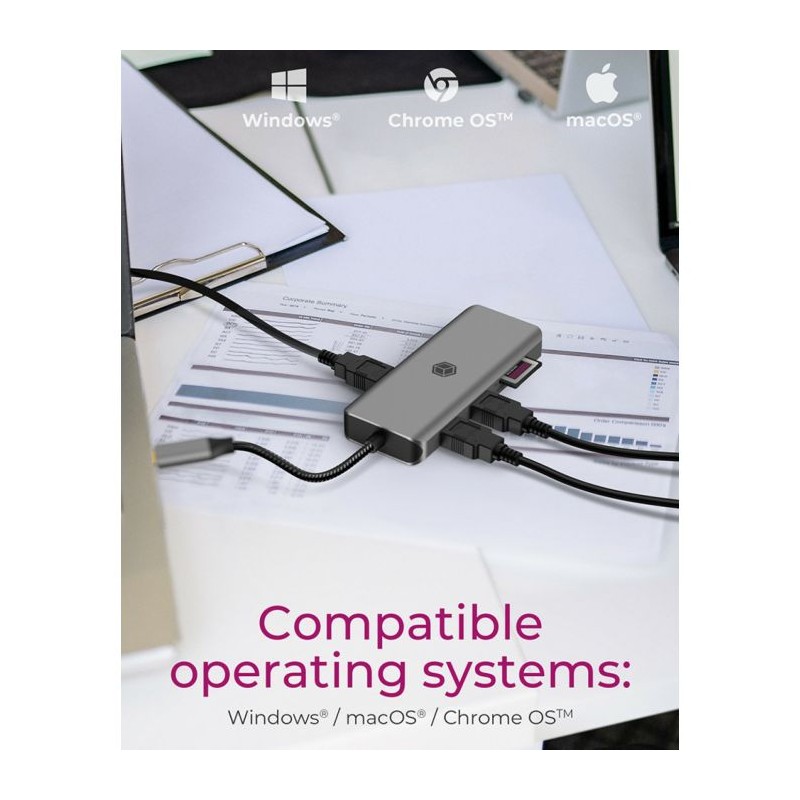 Priklopna postaja Icybox IB-DK4012-CPD, USB-C, 9v1