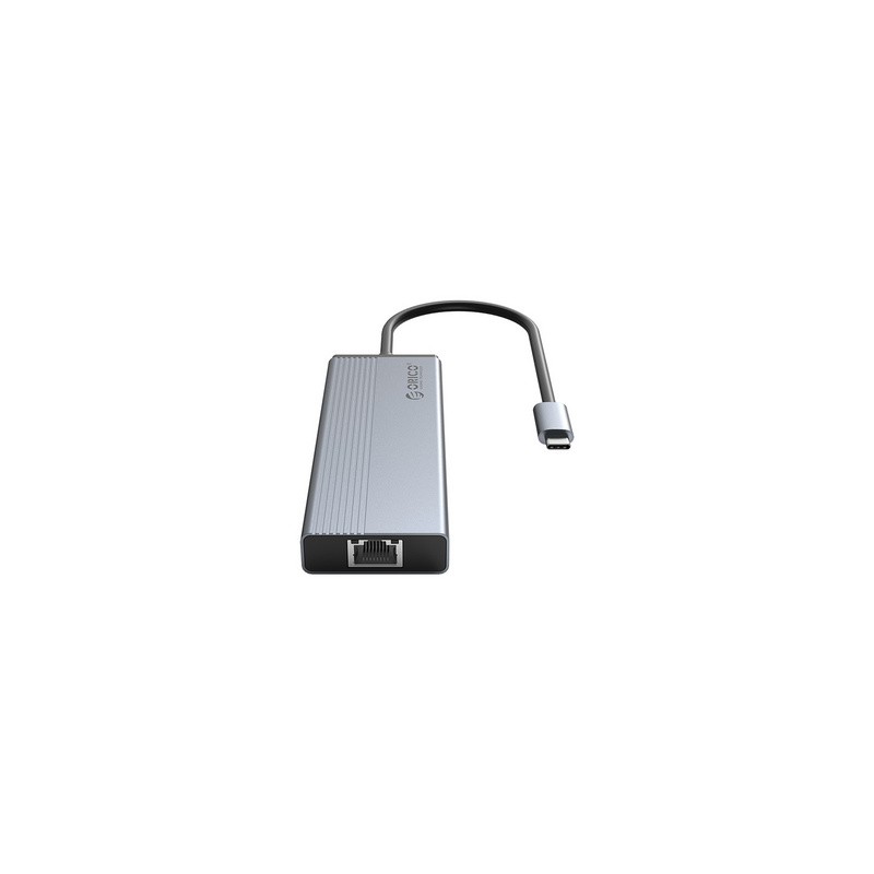 Priklopna postaja ORICO 5v1, USB-C, 3x USB 3.0, RJ45, USB-C PD 100W, 5SXRJ-GY-BP