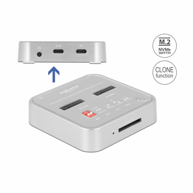 Čitalec in presnemovalec diskov Delock USB-C 3.2 za M.2 NVMe PCIe+SATA