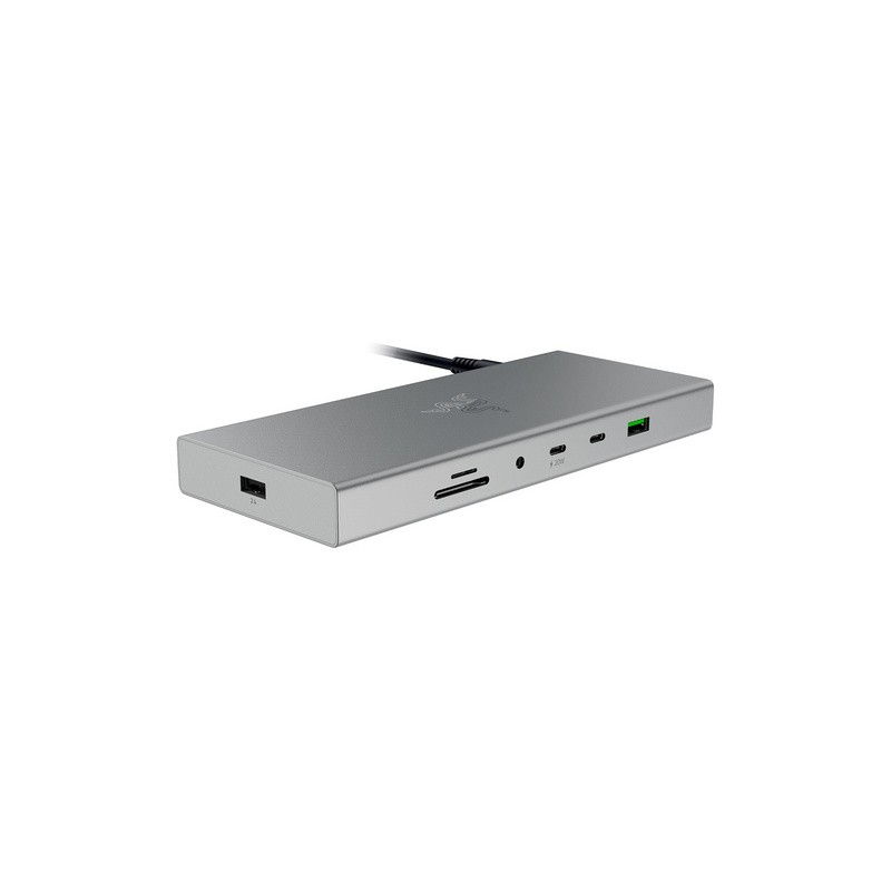 Priklopna postaja USB-C Razer USB 4 Dock Mercury, 14 v 1, srebrna