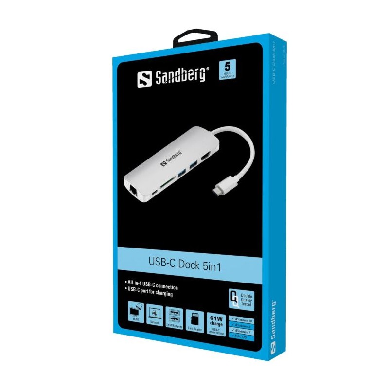 Priklopna postaja Sandberg USB-C Dock HDMI + LAN + SD + USB