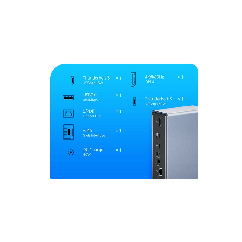 Priklopna postaja USB-C, 15 v 1, ORICO TB3-S4,