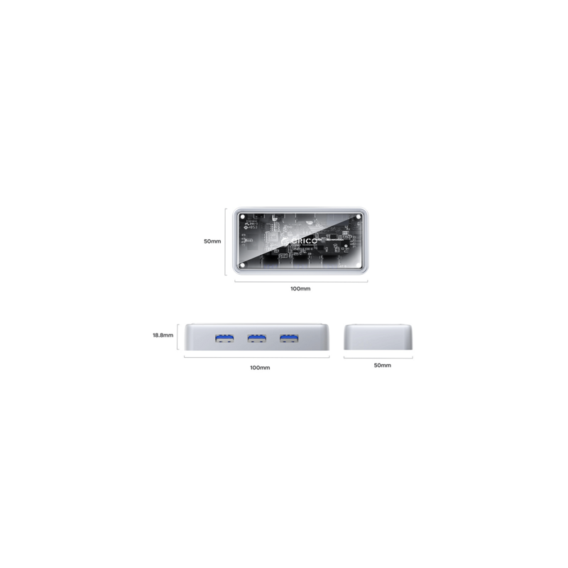 Priklopna postaja ORICO TM10-6P, USB-C, 6 v 1 (USB 3.0, HDMI, RJ-45, PD)