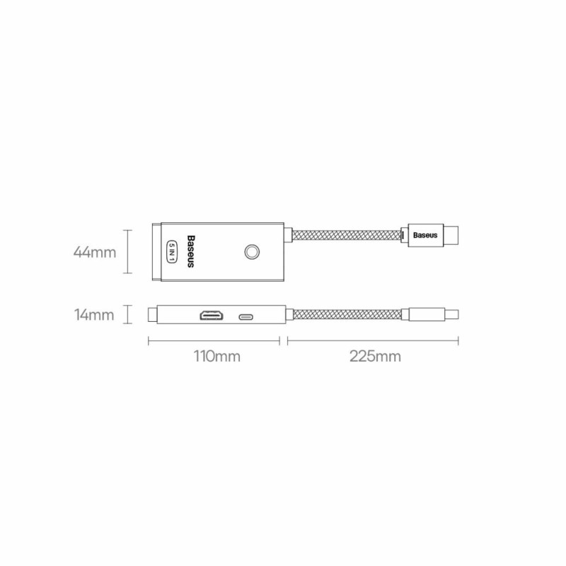 Priklopna postaja Baseus 5v1, USB-C 3.1, črna, WKQX040001