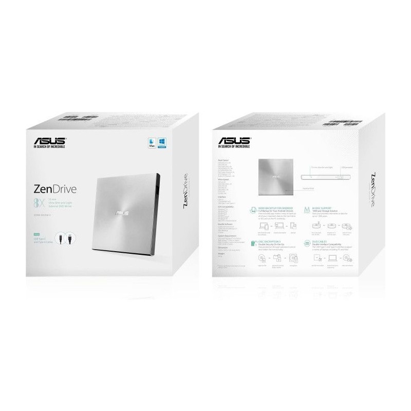 Zunanji DVD zapisovalnik ASUS ZenDrive U9M, 8X, 90DD02A2-M29000
