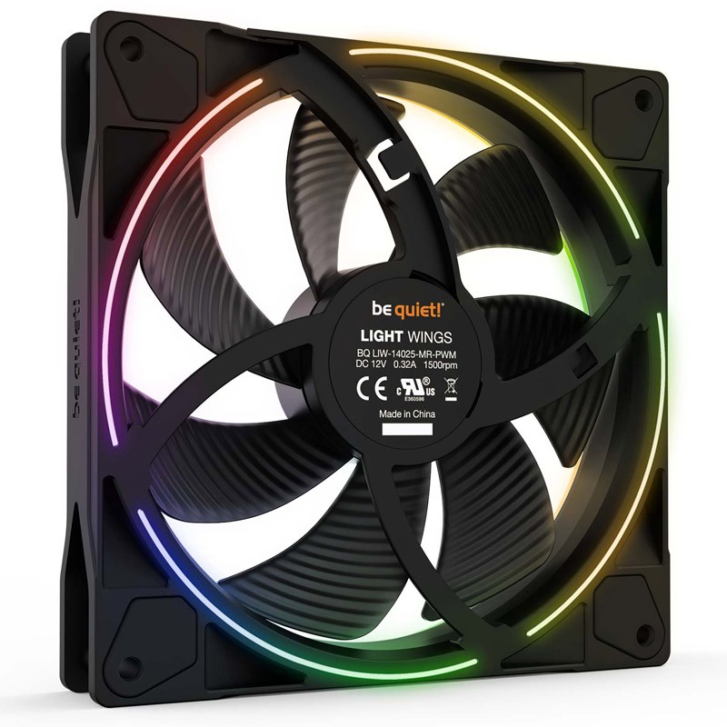 Ventilator BE QUIET! LIGHT WINGS (BL074), 140 mm, 4-pin ARGB, PWM, črn
