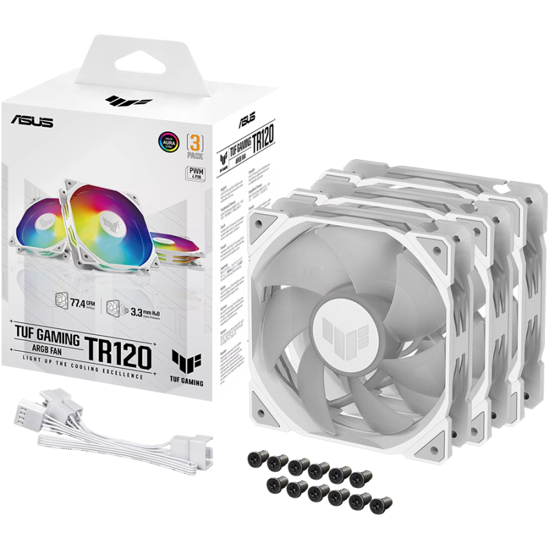 Ventilator ASUS TUF Gaming TR120 ARGB, 3x 120mm PWM, bel