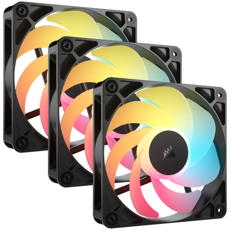 Ventilator za ohišje CORSAIR RS120-R ARGB Reverse, 3x 120mm PWM, črn