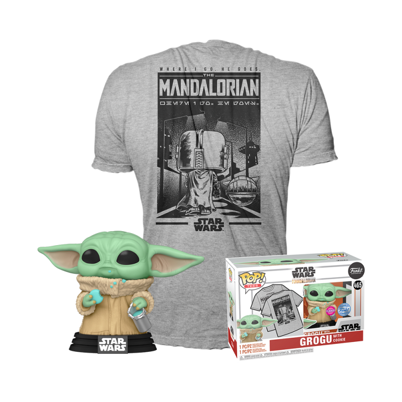 Figura FUNKO POP & TEE: MANDO - GROGU W/COOKIE