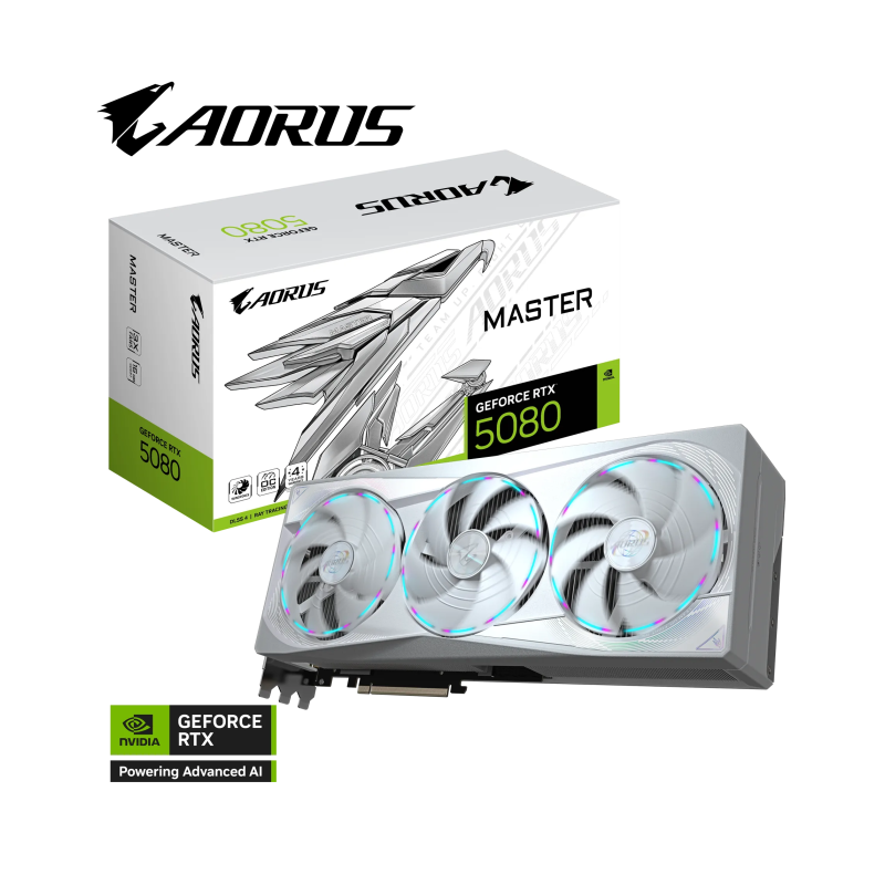 Grafična kartica GIGABYTE AORUS GeForce RTX 5080 MASTER ICE, 16GB GDDR7