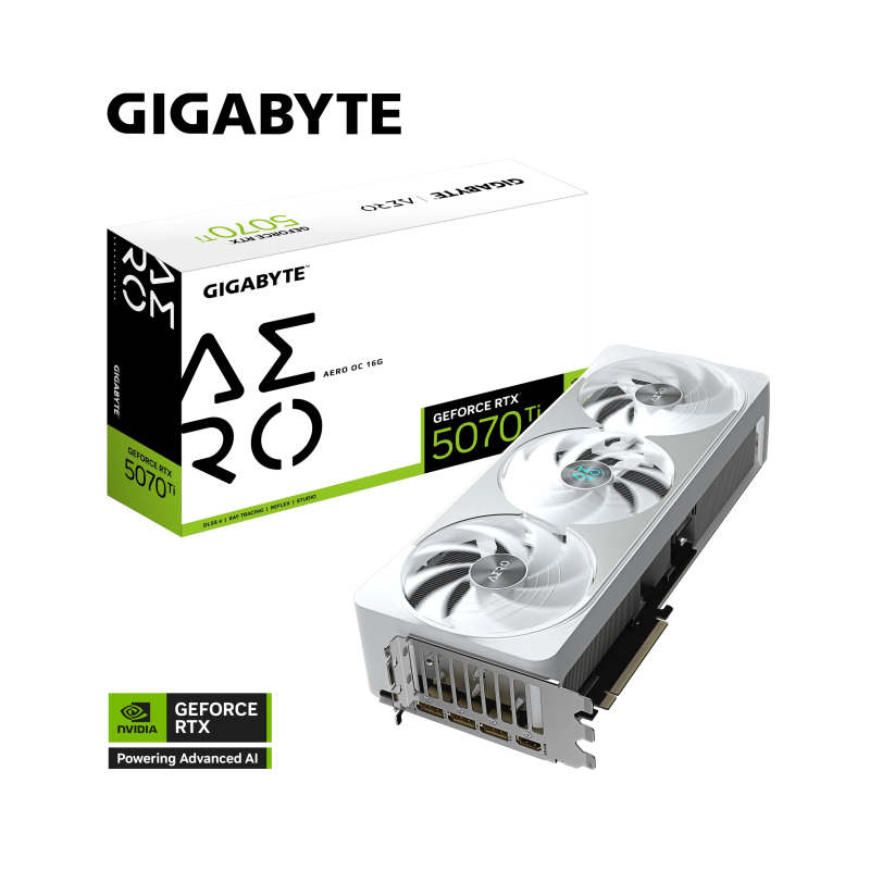 Grafična kartica GIGABYTE GeForce RTX 5070 Ti AERO OC, 16GB GDDR7