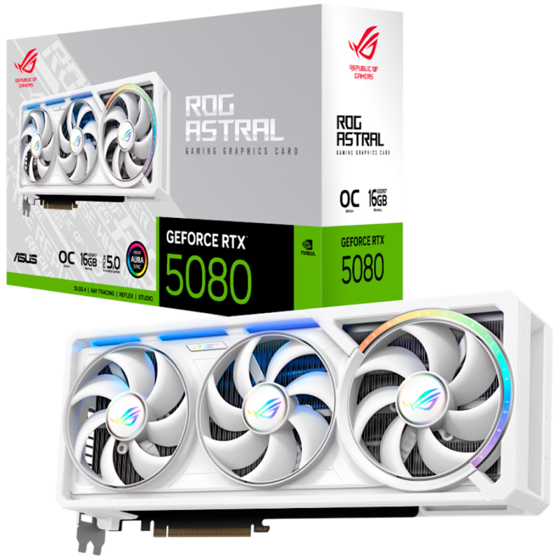 Grafična kartica ASUS ROG Astral GeForce RTX 5080 White OC Edition 16GB