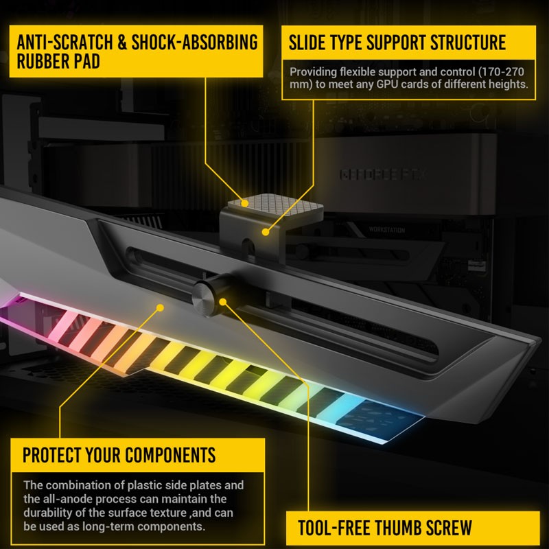 Nosilec grafične kartice Antec Dagger ARGB, bel