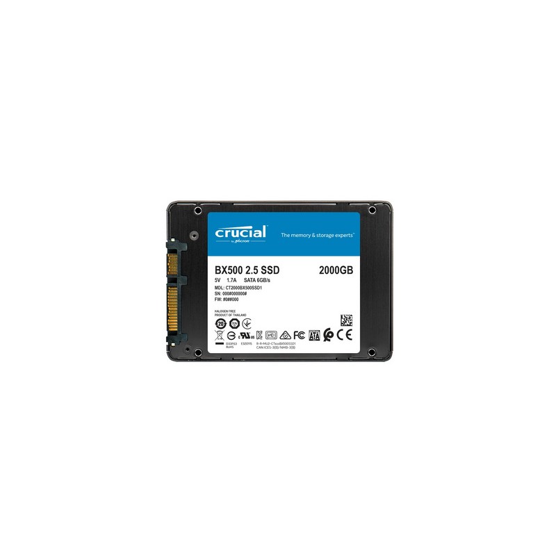 Trdi disk SSD 2TB 2.5 SATA3 3D TLC, 7mm, CRUCIAL BX500, CT2000BX500SSD1