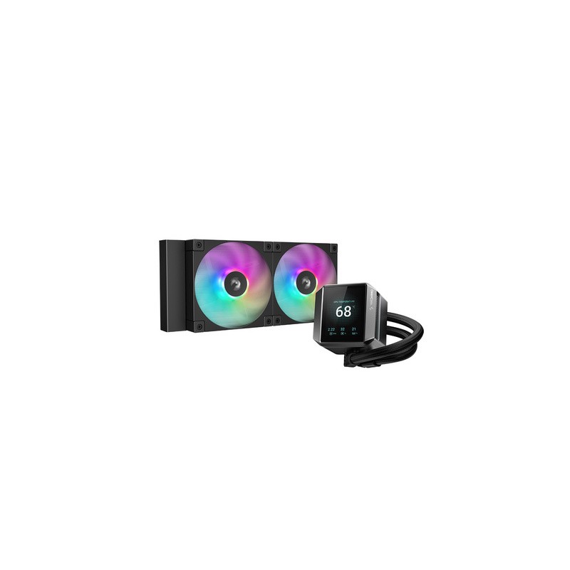 Vodno hlajenje DeepCool MYSTIQUE 240 ARGB, LCD, črn