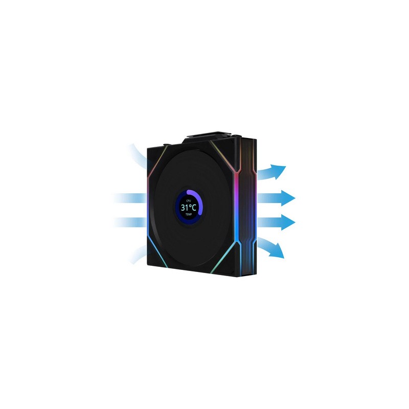 Ventilator Lian Li UNI FAN TL Wireless LCD, 120mm, črn