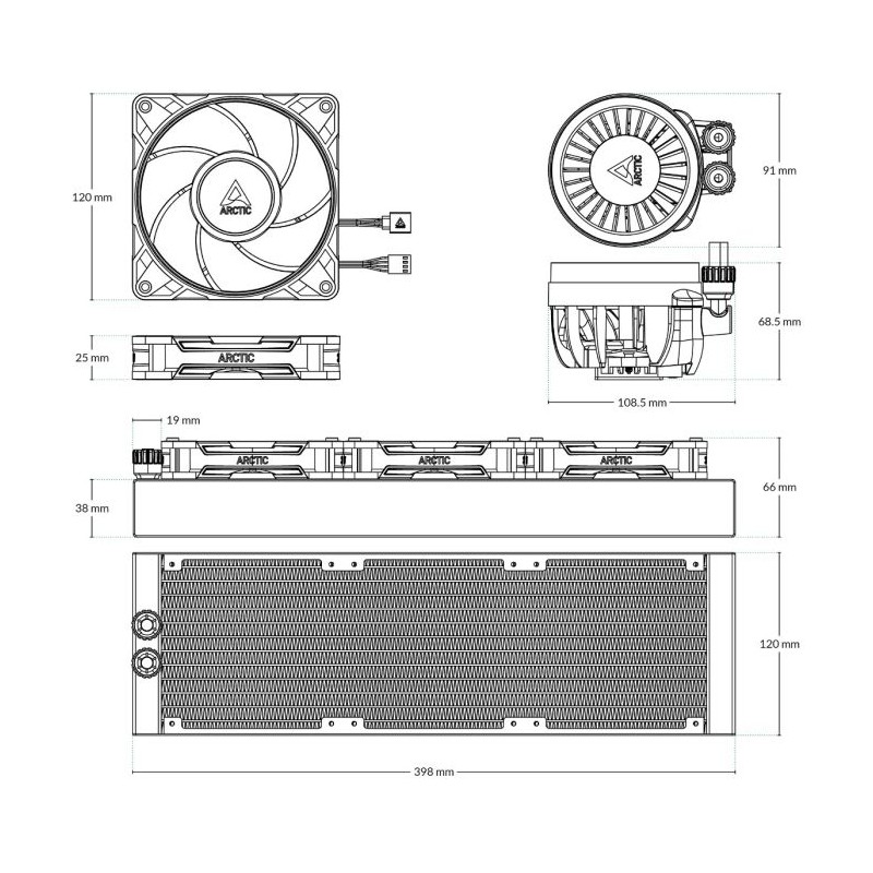 Vodno hlajenje ARCTIC Liquid Freezer III Pro 360 A-RGB belo