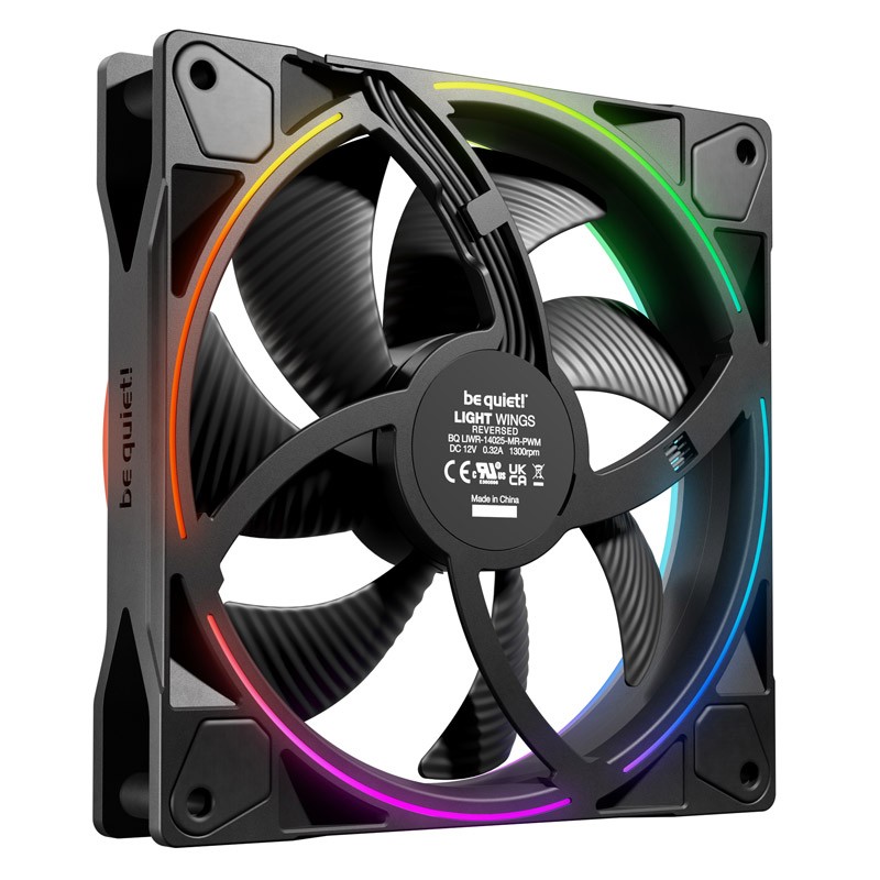 Ventilator BE QUIET! LIGHT WINGS (BL134) Reverse, 140mm, 4-pin PWM, ARGB črn