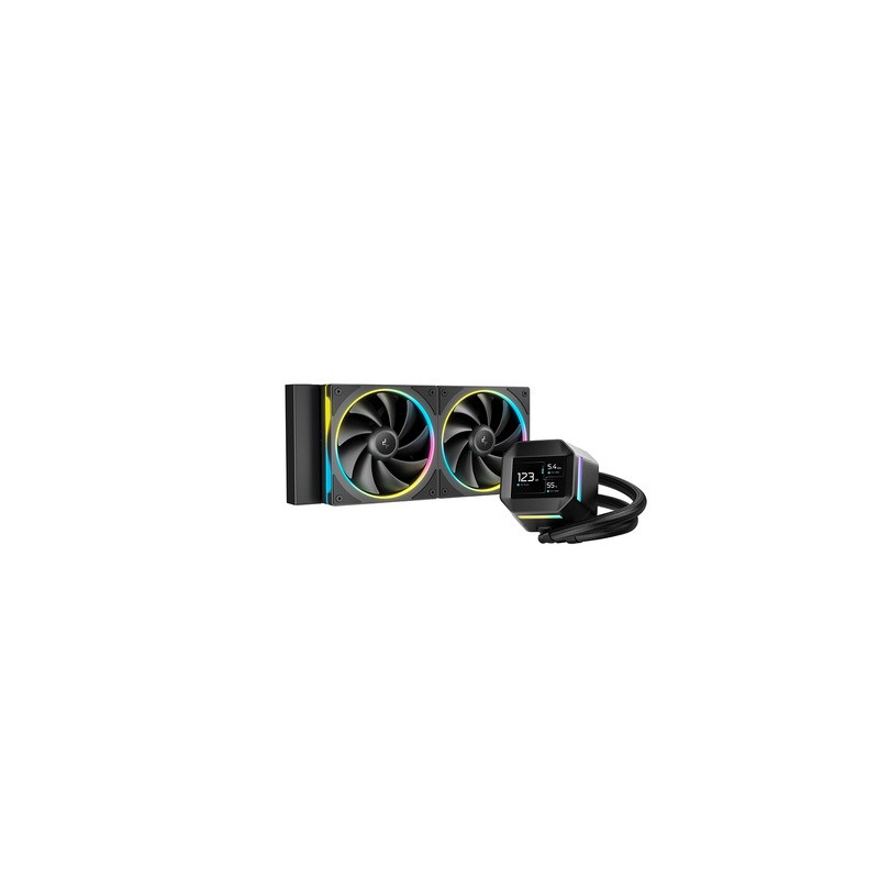 Vodno hlajenje DeepCool LM240, 240mm, LCD, ARGB, črn