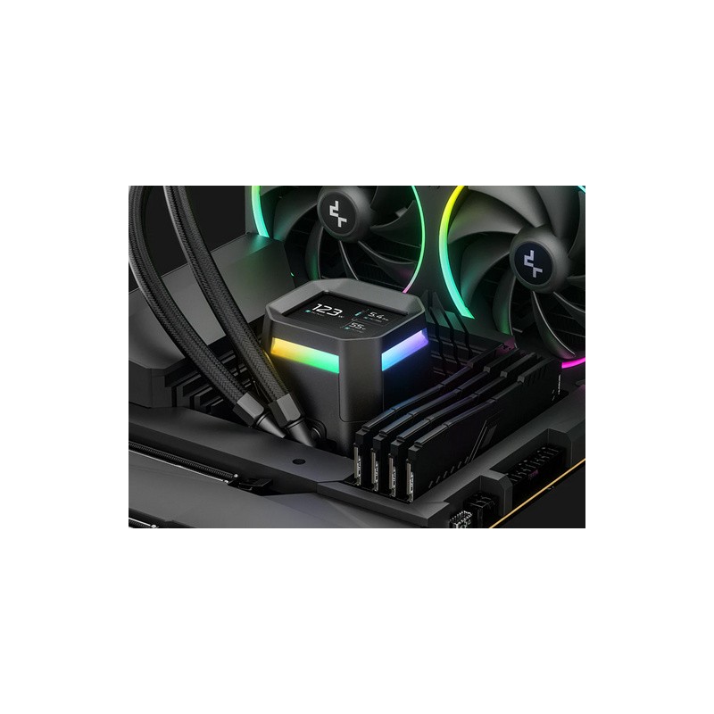 Vodno hlajenje DeepCool LM240, 240mm, LCD, ARGB, črn