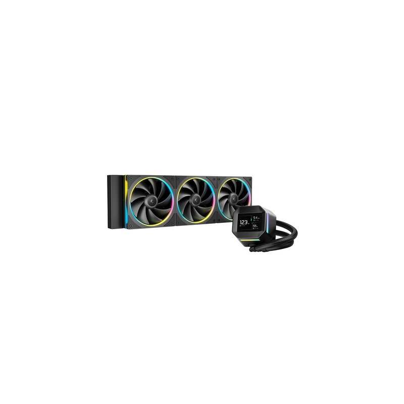 Vodno hlajenje DeepCool LM360, 360mm, LCD, ARGB, črn