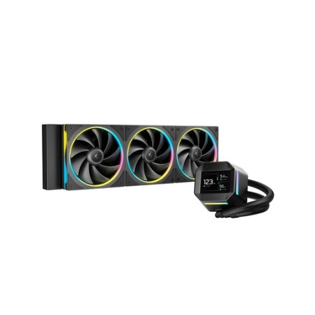 Vodno hlajenje DeepCool LM360, 360mm, LCD, ARGB, črn