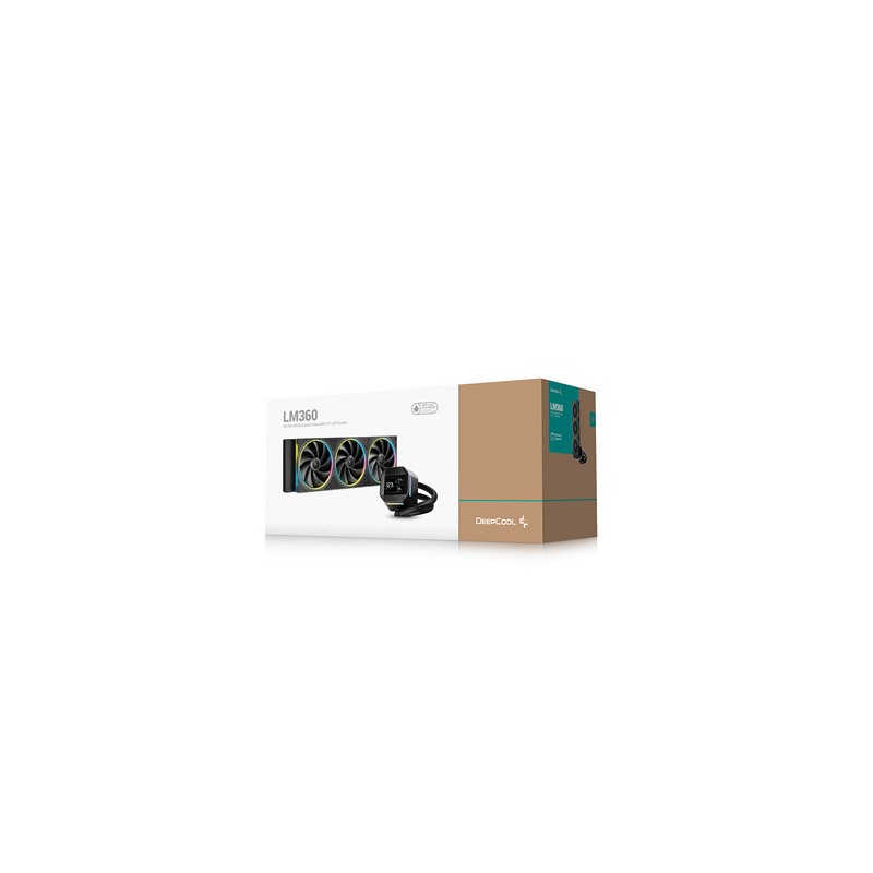Vodno hlajenje DeepCool LM360, 360mm, LCD, ARGB, črn
