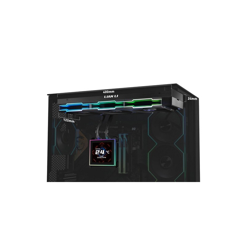Vodno hlajenje Lian Li HydroShift II LCD-S 360TL, ARGB, črno