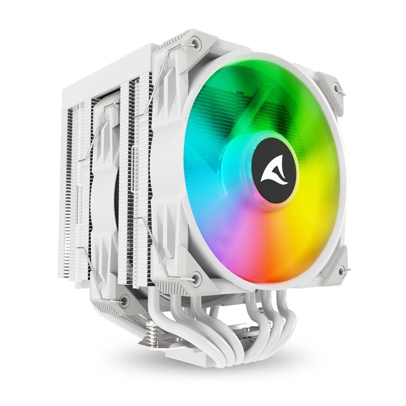 Hladilnik za procesor Sharkoon A60 RGB, 2x120mm, PWM, bel