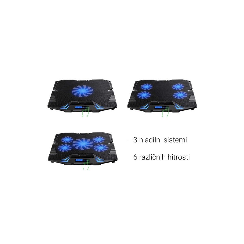 Hladilno stojalo za prenosnik do 17.3, 5x tih ventilator, 2x USB, Ewent EW1259