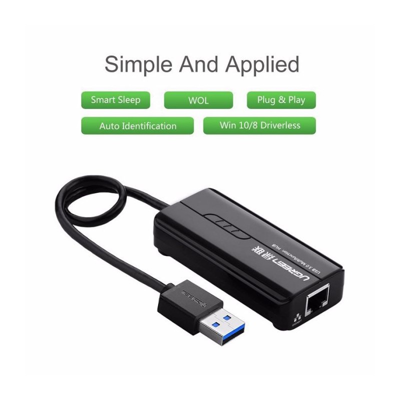 USB Hub Ugreen E0013561, 3x USB-A, RJ-45