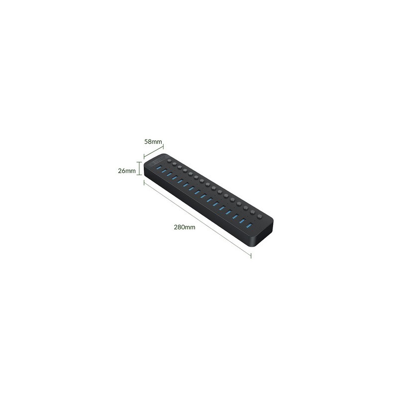 USB Hub ORICO CT2U3-16AB, 16v1, črn