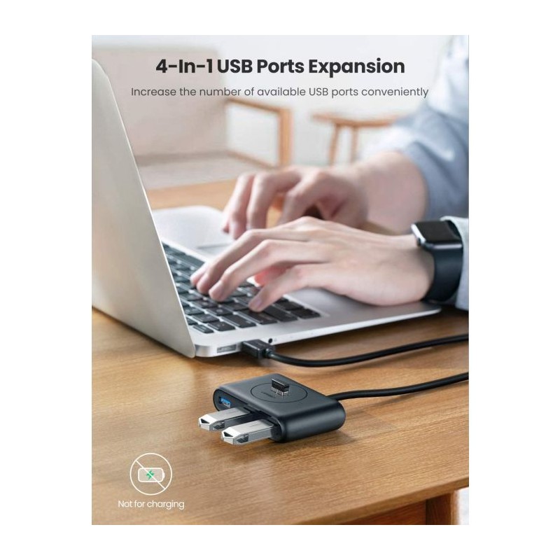 Hub Ugreen USB 3.0, 4 Ports, črn, 1m